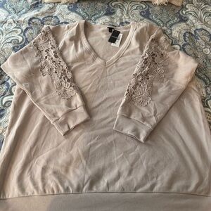 Torrid Cream V-Neck Sweatshirt